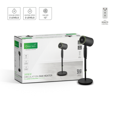 GREEN TECH Pametni ventilator i grijalica G-HF-2IN1-GR, 12", 50 W / 2200 W